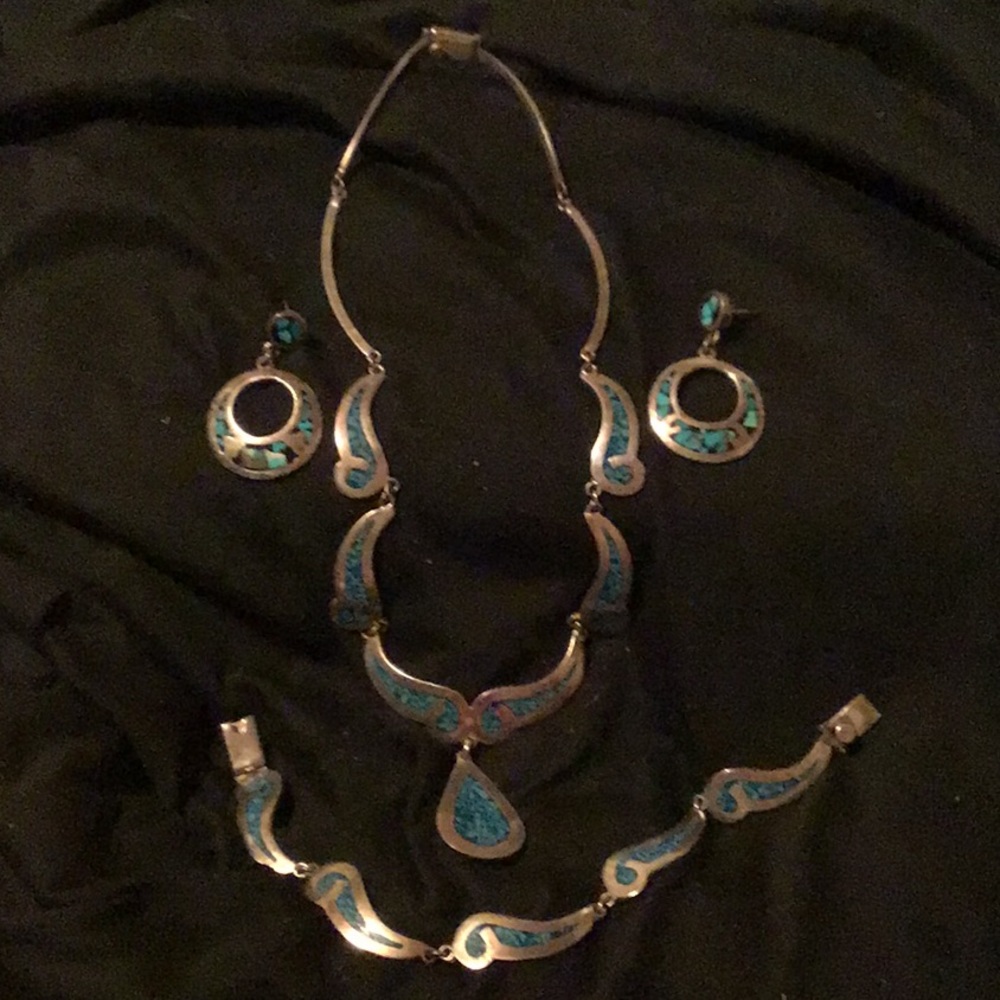 Taxco Mexico Sterling & Turquoise 925-Silver set
